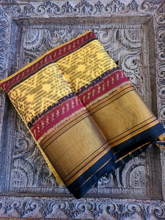 Mustard Khaki Pochchampally Saree