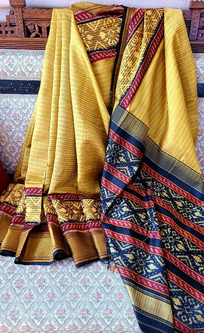 Mustard Khaki Pochchampally Saree