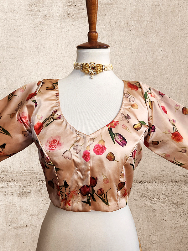 Floral Print Silk Blouse (Size 36-42)