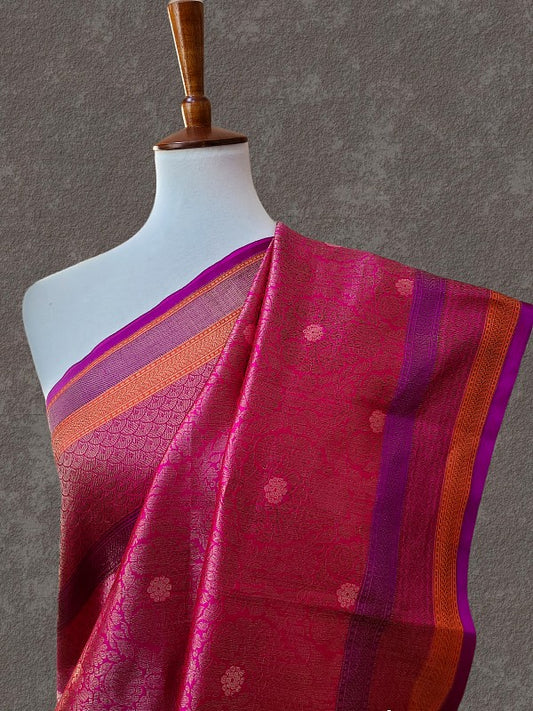 Gorgeous Satin Border Brocade Banarsi Silk Saree