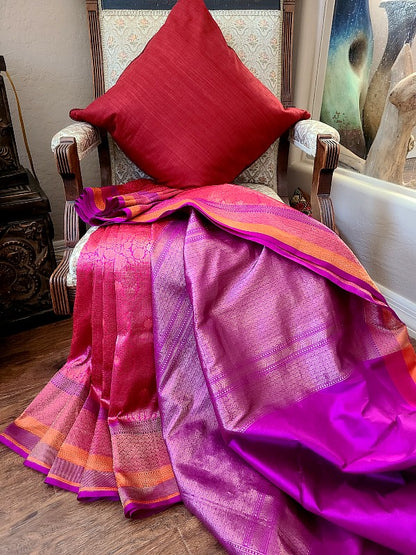Gorgeous Satin Border Brocade Banarsi Silk Saree