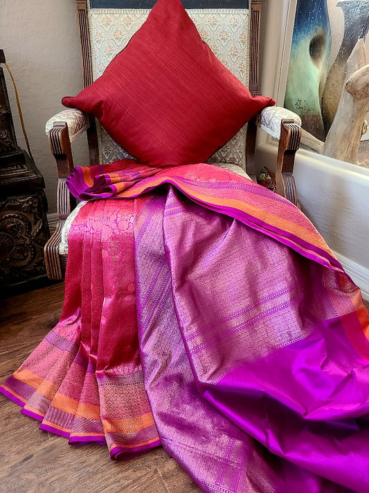 Gorgeous Satin Border Brocade Banarsi Silk Saree