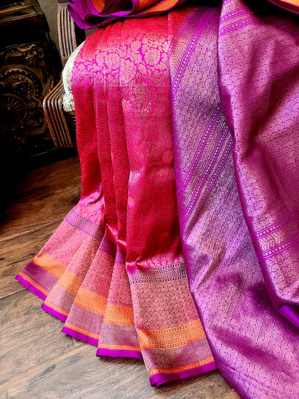 Gorgeous Satin Border Brocade Banarsi Silk Saree