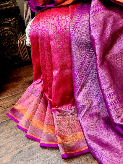 Gorgeous Satin Border Brocade Banarsi Silk Saree