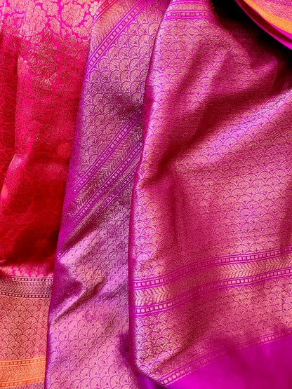 Gorgeous Satin Border Brocade Banarsi Silk Saree